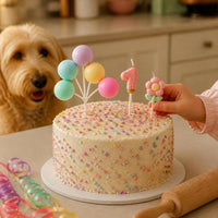 Pet Birthday Strawberry Donut Number Candle Set for Cats and Dogs, Cute Cartoon Cake Dessert Party Decoration