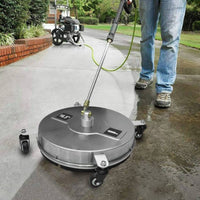 Stainless Steel Pressure Washer Surface Cleaner 4000 Psi Surface Cleaner with Wheels Two Rotating Pressure Washer Attachment with Quick Connect Rust-Proof for Professionals