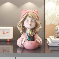 Makeup Brush Holder Gift Idea Pen Cup Statue Decorative for Girls