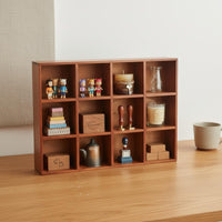 12 Compartment Wooden Shelf Wood Display Case for Collectors