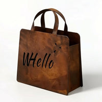 Handbag Planter with Curved Handle Rusted Handbag Planter Double-Sided Decorative Bag-Shaped Flower Pot for Fence, Entryway