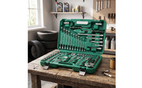 121 Pieces Mechanics Tool Kit with Hard Shell Case Chrome-Finished Mechanics Tool Set Compact Ratchet and Socket Set for DIY Hobbyists, Garage