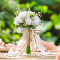 White Artificial Bouquet Elegant Bridal Bouquet Soft for Brides, Bridesmaids