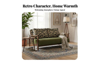 Retro Design Upholstered 2-Seater Couch Compact Size Exposed Frame Settee Luxurious Cushions Loveseat High-Density Cushioning for Apartment Dwellers, Homeowners, Families