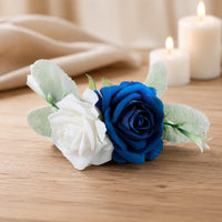 Artificial Rose Decoration Layered Faux Flower Accent with Leaves Cake Flower Topper Lightweight Cake Topper with Flowers