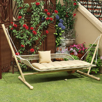 Hanging Swing Chair with Stand Cushioned Outdoor Hanging Chair with Cushion Reclining Furniture for Patio, Garden, Balcony