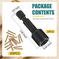 20 Pack 5/16-18 x 2 Inch Hanger Bolts Double-End Threaded Screws with Driver Self-Tapping Screws