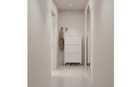 Space Saving Slim Shoe Cabinet Cream Design Flip Drawer Shoe Cabinet Large Capacity Sturdy Construction for Small Areas, Hallway, Apartment