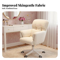 plush Vanity Chair Plush Comfort plush Vanity Seat Curved supportrest Stylish Design for Teens, Students, Bedroom, Small Spaces