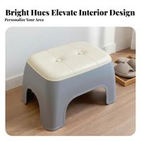 Stackable Padded Shoe-Changing Bench Multi-Functional Low Stool Easy to Clean Household Furniture High Load Capacity for Adults, Children, Elderly, Entryway, Living Room, Bedroom, Bathroom