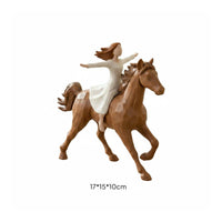 Girl on Horse Statue European Design Equestrian Figurine Fading Resistant