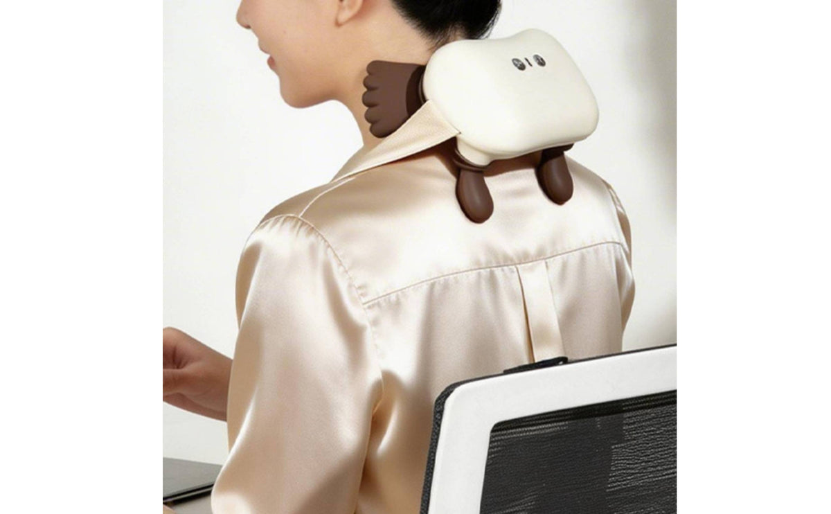 Rechargeable Neck and Shoulder Massager Cordless Heated Neck Massager Portable Massage Device with Heat Compact for Office Workers, Home Relaxation, Travel