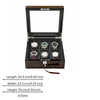 Wooden Watch Display Case Padded Slots Wooden Watch Box Ebony-Toned Wood-Grain