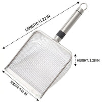 Pet Litter Scooper and Mesh Scooper, Stainless Steel Animal Waste Scooper, Garden Soil Sieve with Deep Basket for Cat Litter and Reptile Sand