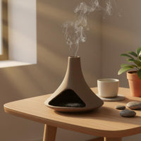 Heat Resistant Palo Sacred Holder Minimalist Design Ceramic Sage Burner Terracotta Incense Chimney for Meditation Practitioners, Spa, Altar