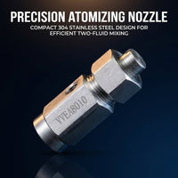 Two-Fluid Gas-Water Mixing Spray Tip, Stainless Steel Fine Mist Misting Nozzle,  #variant:VVEA8010 Air Atomizing Nozzle
