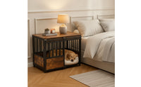 Decorative Dog Crate Furniture Vintage Dog Crate with Tabletop Heavy Duty Pet Kennel Credenza Gnaw-resistantResistant for Living Room, Bedroom
