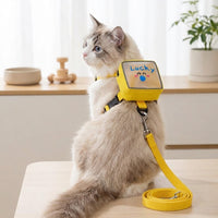 Pet Backpack Harness for Cat and Dog Backpack, Canvas Kitten Carrier with Reflective Strips, Not Retractable Travel Backpack for Outdoor Walking
