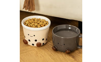 2 Pieces Ceramic Pet Bowls Cute Footed Cat Bowls Glossy for Home, Small Dogs