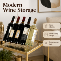 Black Iron Wire Wine Rack, Desktop Metal Bottle Holder, Small Storage for Kitchen Counter, Minimalist Design