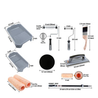 Painting and Sanding Kit Foam Roller Sleeves Wall Sanding Painting Set Wood Handle Brush Paint Tray Kit