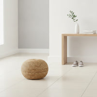 Woven Stool Fiber Pouf Handwoven Floor Cushion for Living Room, Entryway