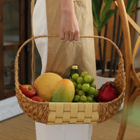 Woven Picnic Fruit Basket with Handle