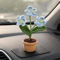 Crochet Flower Pot Maintenance Crocheted Potted Flower Gift Table Ornament for Office Desk, Living Space