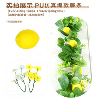 Artificial Lemon Vine with Spring Leaves and Grass Decor