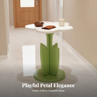 Flower Shaped Side Table Cream Look Flower Shaped End Table Floral Design Nightstand Rounded Edges Household Furniture