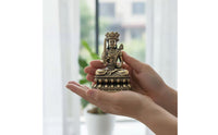 Brass Ākāśagarbha Bodhisattva Statue Collectible Akasagarbha Bodhisattva Figurine Seated Religious Sculpture Handmade for Altar