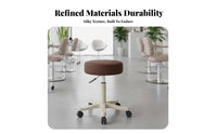 Padded Salon Work Stool Waterproof Upholstery Adjustable Swivel Stool with Wheels Heavy Duty Backless Rolling Chair for Beauticians, Artists, Workshop