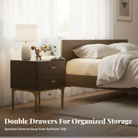 Nightstand with Storage Smoked Finish Bedside Cabinet Industrial Look for Adults