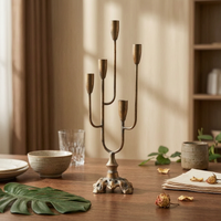 Five-Arm Candelabra Branched Candlestick Holder with Five Arms Portavelas Alto Decorativo Candelabro De Cinco Brazos Elegante
