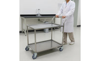 Anti-Static Laboratory Instrument Trolley High Load Capacity 2-Tier Stainless Steel Trolley Quiet Casters Heavy Duty Tool Trolley Long-Lasting for Workshop, Warehouse, Kitchen