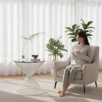 Openwork Side Table with Glass Surface Lightweight Glass Surface Side Table Modern Furniture Minimalistic for Balcony
