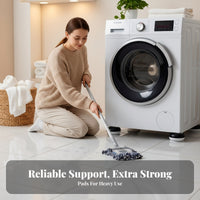 4 Pieces Washer Anti Vibration Pad Household Accessory Grid Pattern Washing Machine Base Pad Raised Rim Shock Absorbing Floor Protection