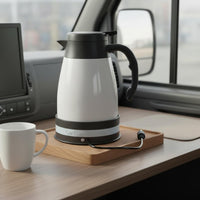 Fast Heating Car Electric Kettle Stainless Steel 12V Water Heater 1200ml Large Capacity Vehicle Water Boiler Anti-Dry Overheat Protection for Truck Drivers, Commuters, Road Trips, Camping