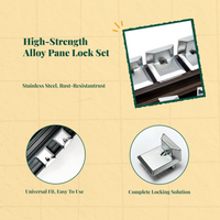 Opening Lock, Adjustable Aluminum Lock, protected Locking Hardware for Sliding casements and Doors, Easy Installation, sturdy, Home and Office Security