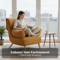 U-Shaped Armchair Upholstered Single Sofa Space-Saving Size Modern and Design for Adults, Balcony, Bedroom