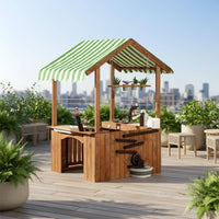 Wooden Outdoor Playhouse Sink Area Play Kitchen Playhouse for Backyard
