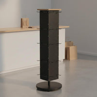 Pegboard Floor Display Wood Top Rotating Display Rack Light Neutral Finish