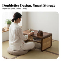 Japanese Tea Table full Wood Foldable Floor Desk meditative-Inspired for Small Spaces