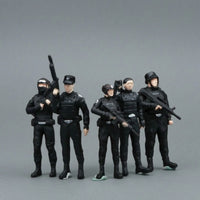5 Pieces Hand-Painted Police Officer Miniature Figure Miniature Police Figures Detailed Diorama Figure Realistic for Collectors