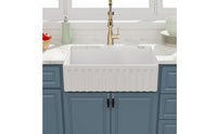 Ceramic Apron Sink White Single Basin Sink Drain Strainer Included for Kitchen