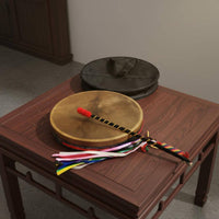 Chinese Shaman Drum Includes Drumstick Goatskin Ritual Drum Handmade for Spiritual Practitioners, Folk Artists, Rituals, Ceremonies, Meditation