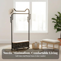 Rolling Mirror with Clothes Rail Bottom Storage Shelf for Dorm Room, Homeowners