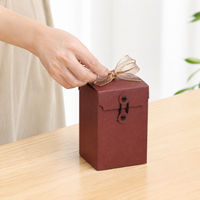 Large Kraft Paper Boxes 8.8x8.8x12.5cm, Premium Tea Packaging Boxes with Rope, Easy Assemble Flip Closure for Homemade Tea Gifts