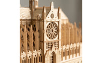 Gothic Cathedral Model Architectural Cathedral Model with Base Miniature 3D Wooden Puzzle for Adults, Hobbyists, Shelf, Desk, Study Room