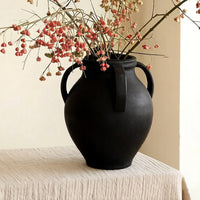 中古风三耳花瓶民宿客厅餐桌家居玄关干花仿真花插花器装饰摆件品